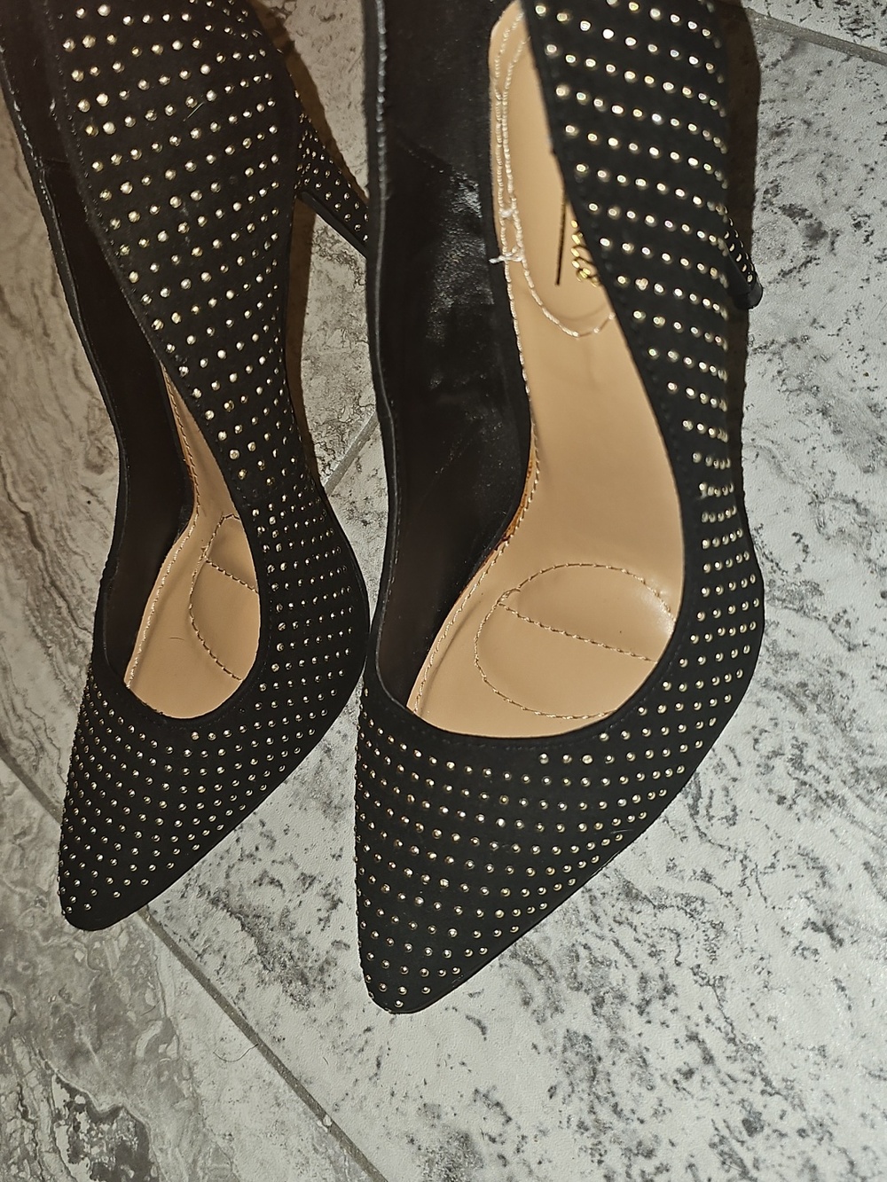Anne Michelle Gold Studded Heels